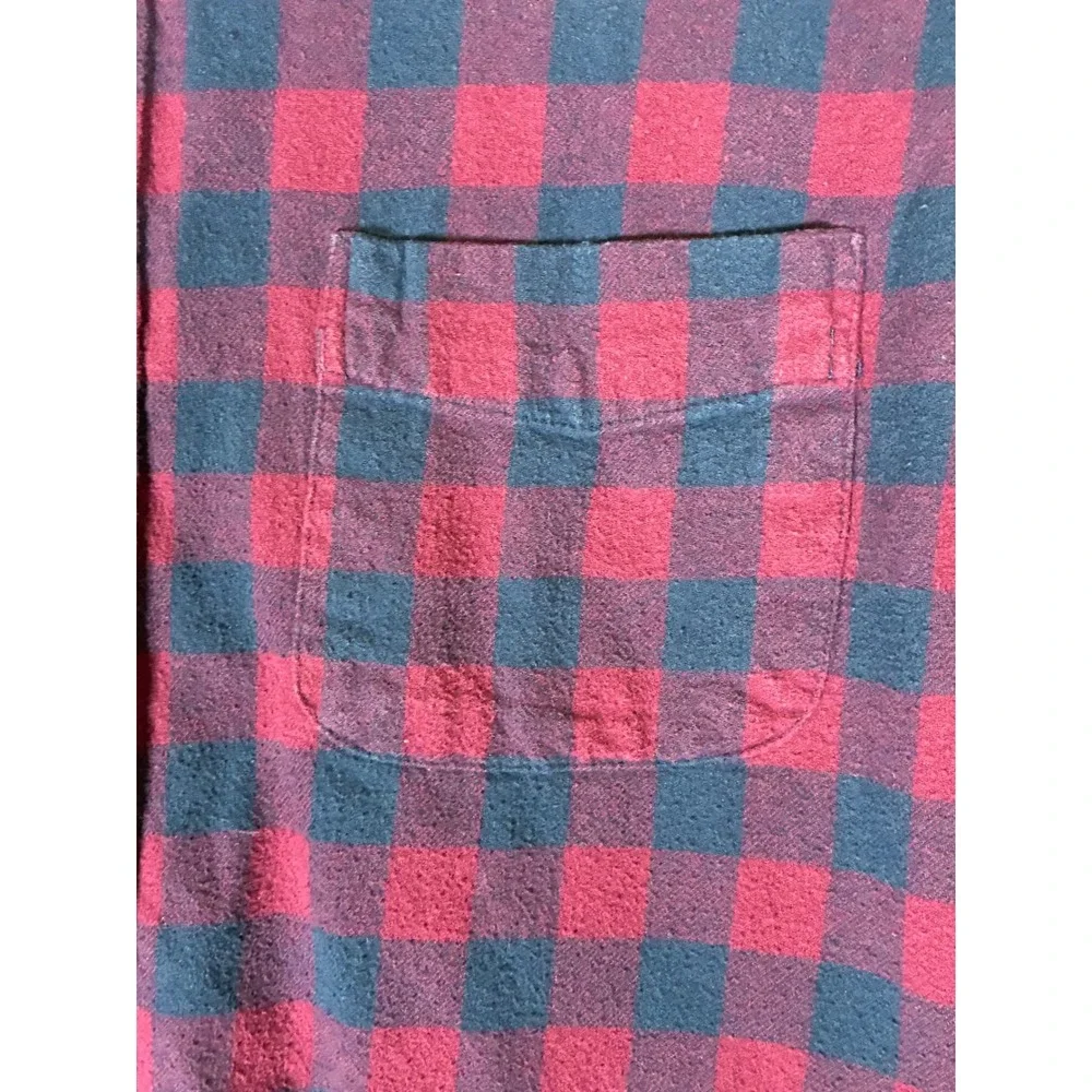 J.Crew Men's Large Slim Fit Buffalo Plaid Flannel Shirt Red Navy 100% Cotton